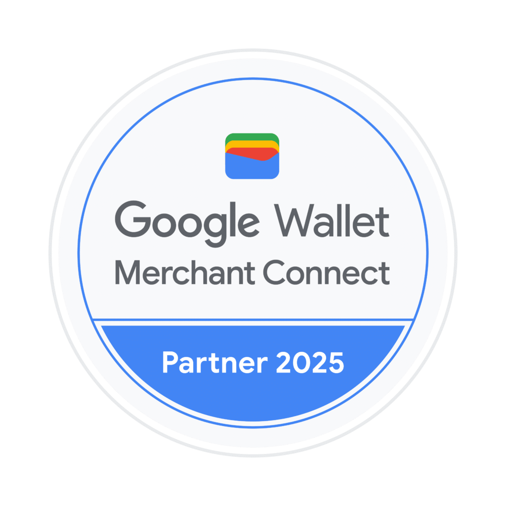 Google Wallet Merchant Connect Partner 2025 badge.