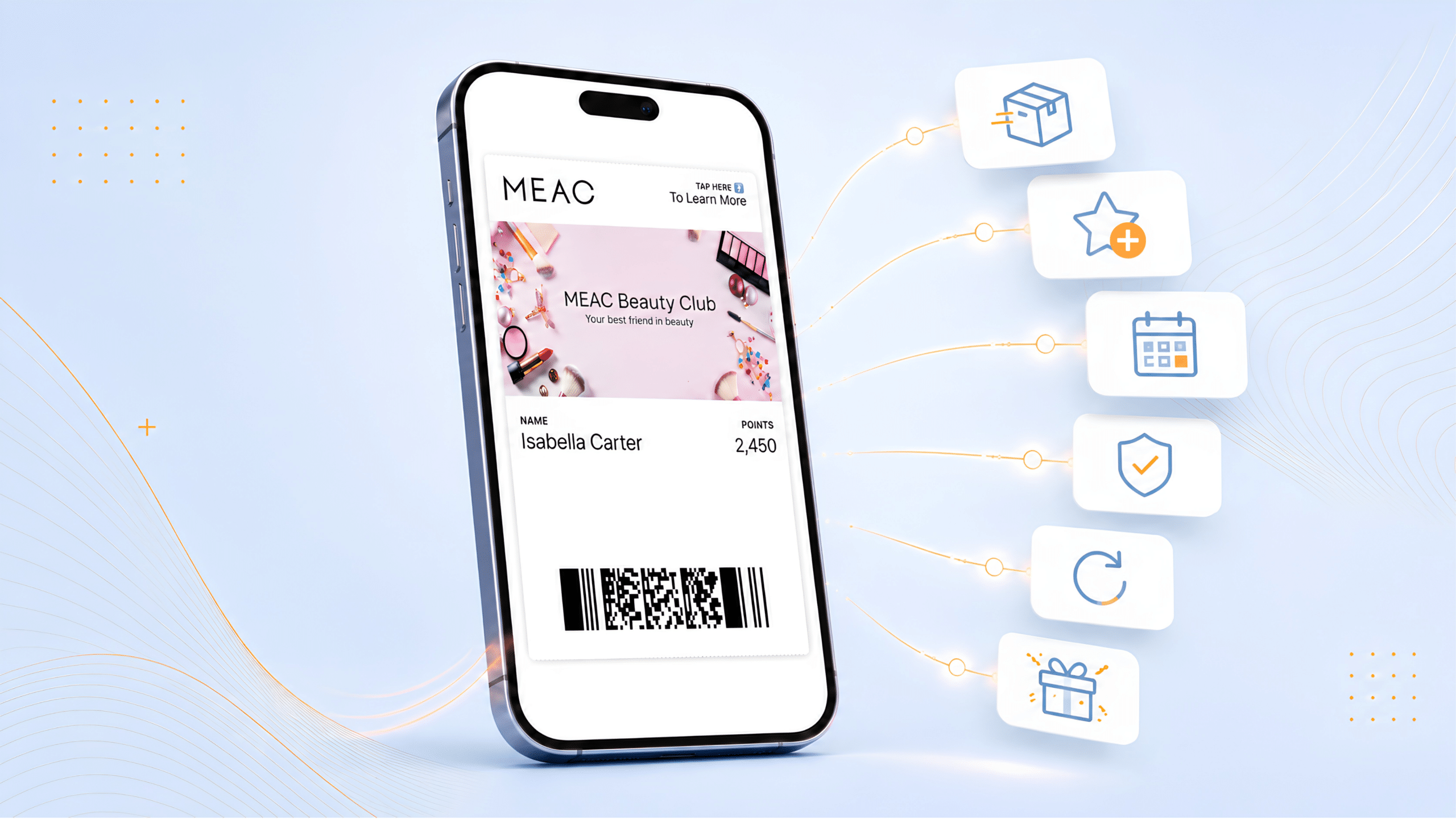 Digital wallet pass in Apple Wallet supporting post-purchase customer engagement through order tracking, rewards, service reminders, warranty details, renewals, and promotional offers.
